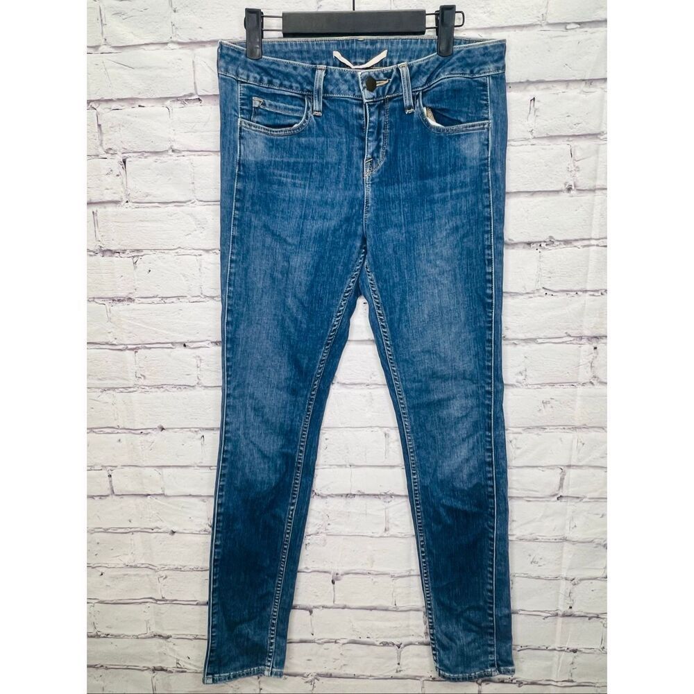 Vince Womens Blue Denim Mid-Rise Slim Straight Jeans Caribbean Wash Size 29